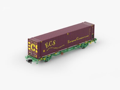 H0 1/87 Scale Models Wagon TRANSFESA Lgss + ECS 45'HC #100181.1